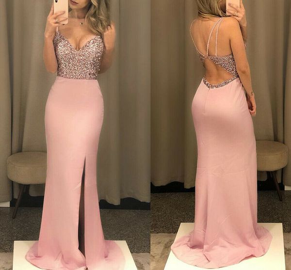 

women sequins vestidos female party cocktail long dress lady sleeveless ball formal gown banquet dress backless dresses, Black;pink