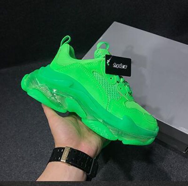 

men women casual shoes paris 2019 crystal bottom triple-s leisure shoes luxury dad shoes platform triple s sneakers neon green d09, Black