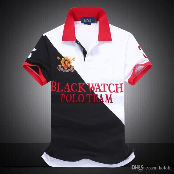 

сша размер дизайнер рубашки поло мужчин черные часы polo team сша сетки с коротким рукавом polo custom fit eu размер великобритании дропшипп, White;black