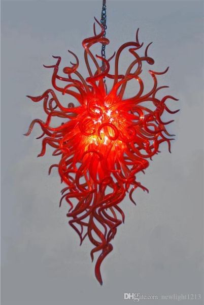 

air shipping 100% hand blown borosilicate glass murano glass unique art chandelier lighting in red