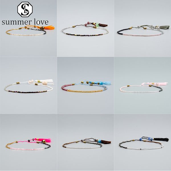 

new arrival miyuki beaded tassel bracelets for women boho mini crystal handmade strand bracelet adjustable friendship trendy jewelry gift-y, Black