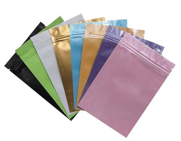 100 pcs uma cor selada bolsa durável folha de alumínio zipper sacos de plástico eco-friendly para armazenamento de alimentos a longo prazo dois