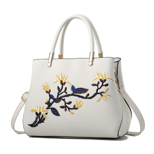 

hbp women handbags pu leather totes bag handle embroidery crossbody bag shoulder bag lady simple style hand bags white
