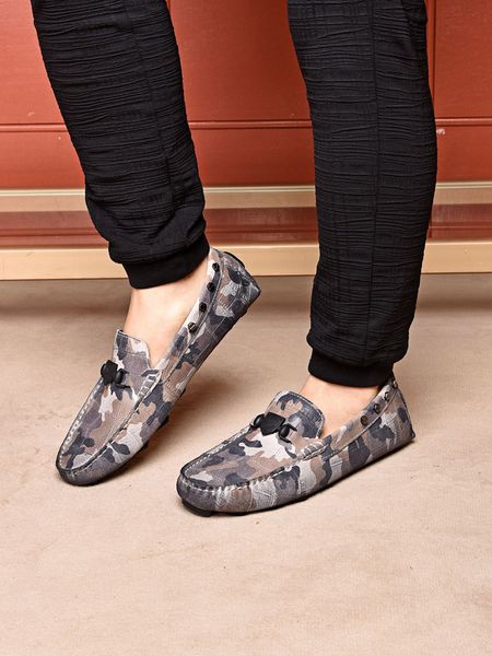 

[orignal box] luxury newn mens loafers drive walk party dress genuine leather camouflage shoes size 38-46, Black