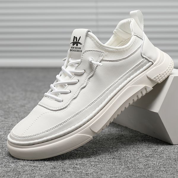 

spring leather men shoes black casual shoe rubber bottom men sneakers popular young flats shoes fashion walking shoe