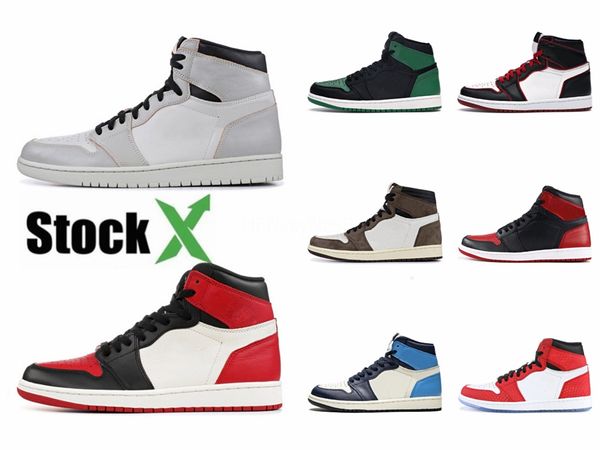 

designer mens basketball shoes 1s og obsidian unc to chicago pine turbo green travis scotts bloodline 1 jumpman men women sports sneake#380