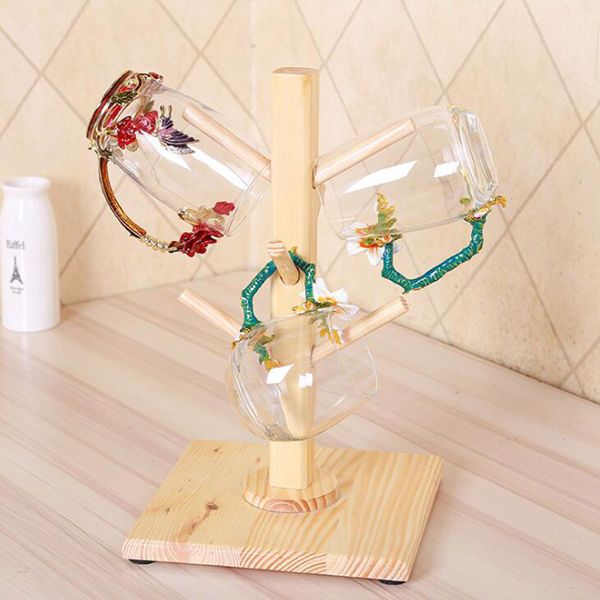 Креативный деревянный держатель чашки дренажного бытового чая чашка кофе чашка кружка стеллаж для хранения вина стекла