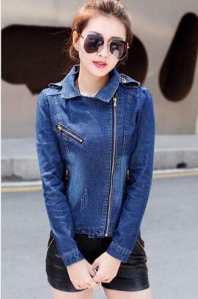 

women's korean version of the new boutique special personality trend slim outdoor spring and autumn long sleeve denim suit jacket / s-2, White;black