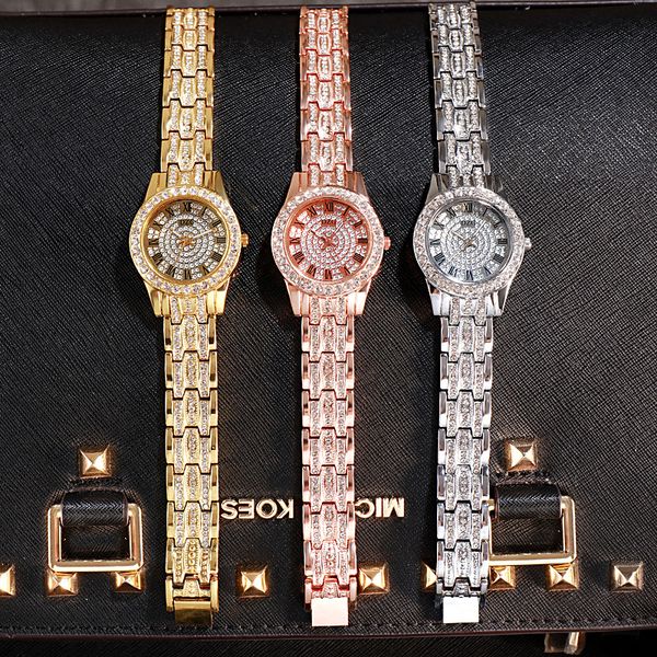 

classic atmosphere fashion watches women diamond luxury diamond ladies watch roman literally strip leisure table, Slivery;brown