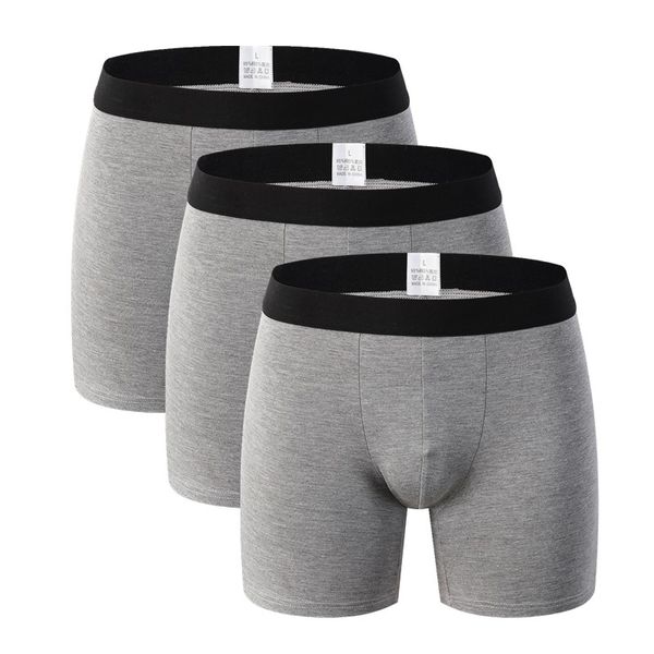 

3 pack new mens gray underwear boxers long men cotton boxer homme panties calzoncillos men's underpants hombre boxershorts brand, Black;white