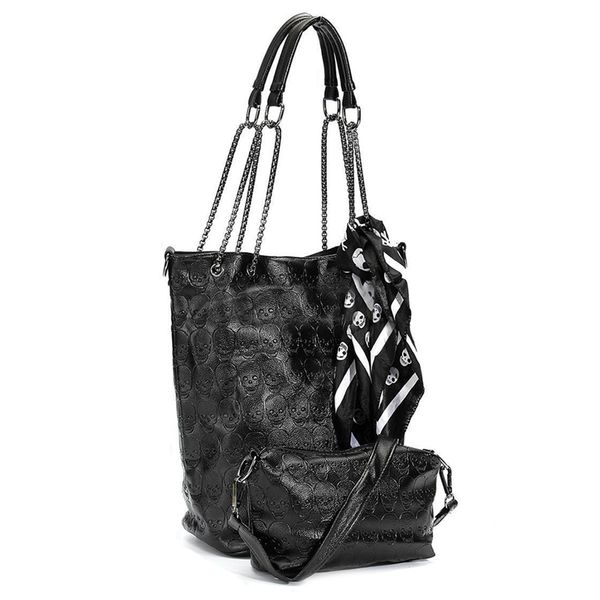 

2 x fashion skull women handbag shoulder bag tote purse leather crossbody bag