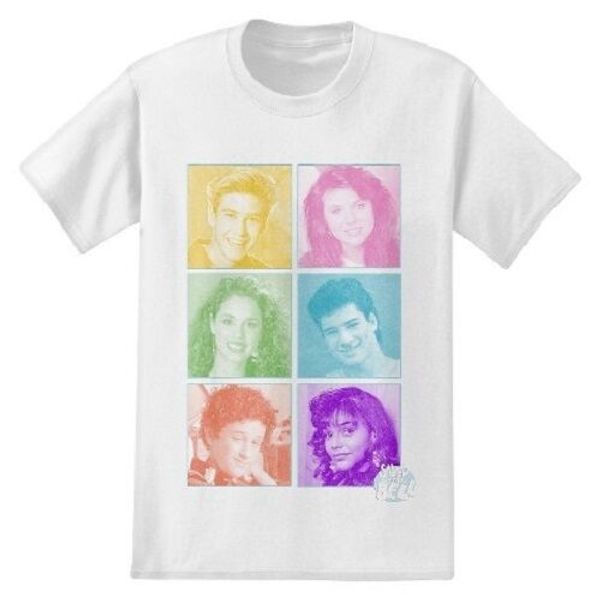 

saved by the bell full cast t-shirt nwt licensed & official brand summer style men o-neck short-sleeved slim fit, White;black