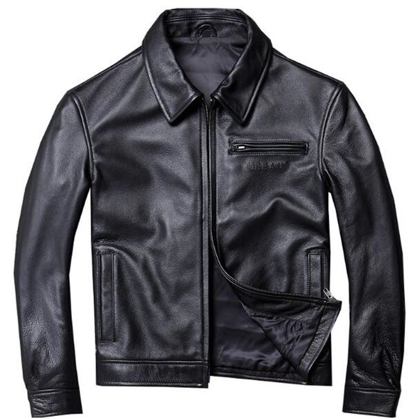

2018 real leather jackets men motorcycle bomber jacket male business casual genuine leather coats autumn winter brand clothing, Black