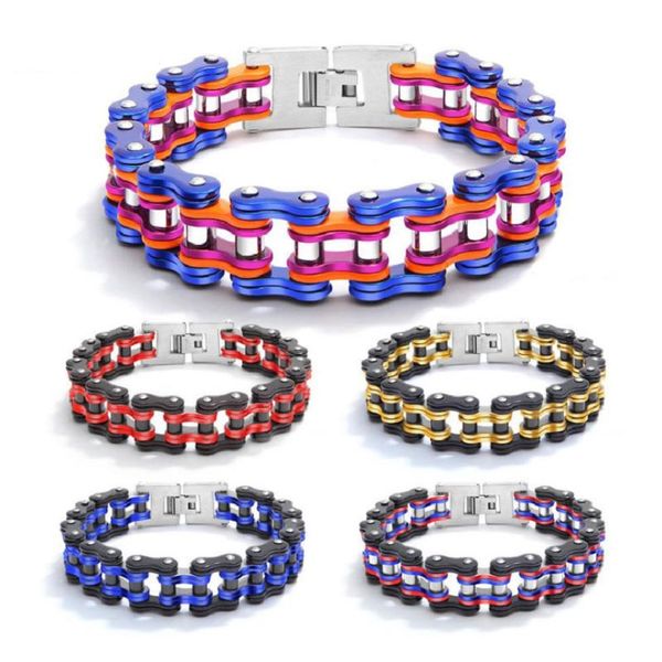 

hip hop bracelet fashion personality locomotive chain bracelet stainless steel charm bracelets jewelry festival gift for men #30, Black