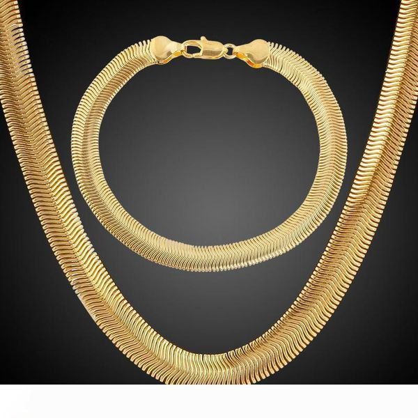 

flat golden necklace copper cuba bracelet set 18k gold plated party jewelry perfect gift punk wedding punk chains accessories wholesale, Silver