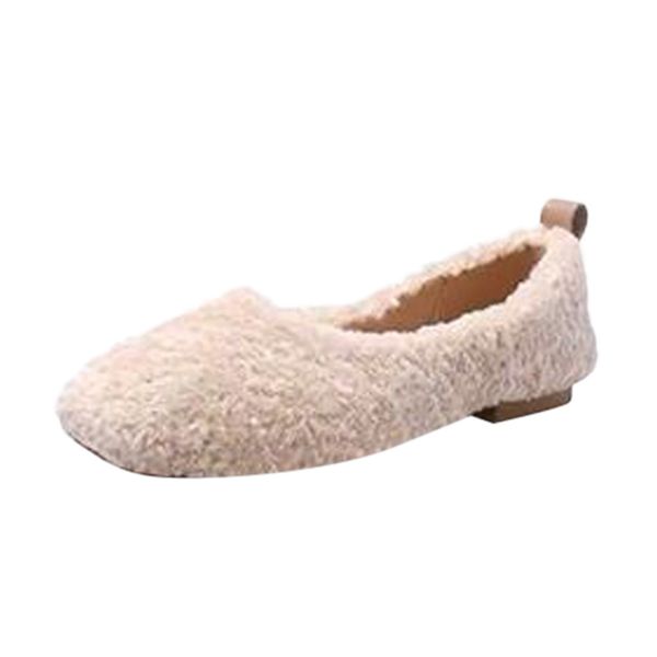 

sagace selling fur shoes female simple and comfortable hairy shallow mouth flat casual shoes large size warm lazy, Black