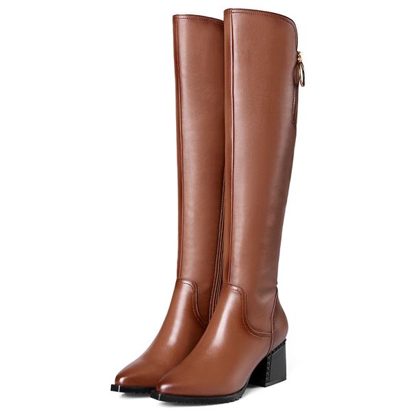 

fashion women over the knee high boots high heels leather pointed toe party shoes woman female tight boots, Black