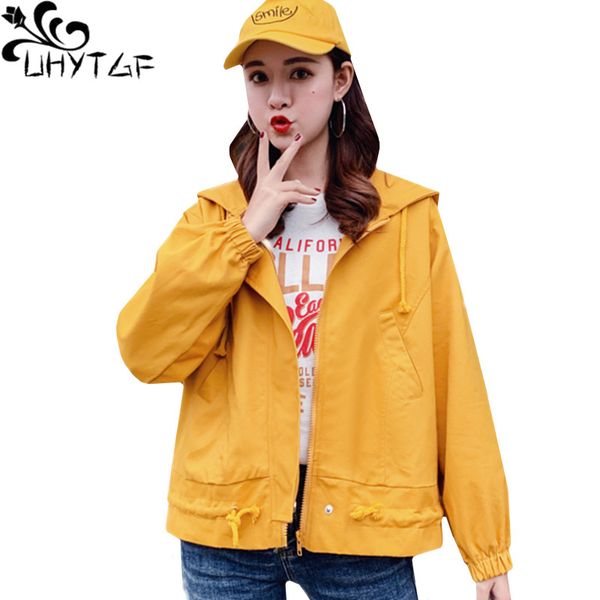 

uhytgf womens jean jacket hooded spring autumn jackets female fashion student short outerwear casual plus size denim jacket 129, Black;brown