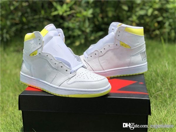 

2019 release authentic 1 high og first class flight white dynamic yellow black 555088-170 men outdoor shoes sneakers with box