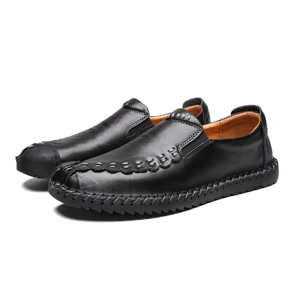 

fashion flat men loafers 2019 leather men casual shoes breathable driving shoes moccasin trend peas male hc-268, Black