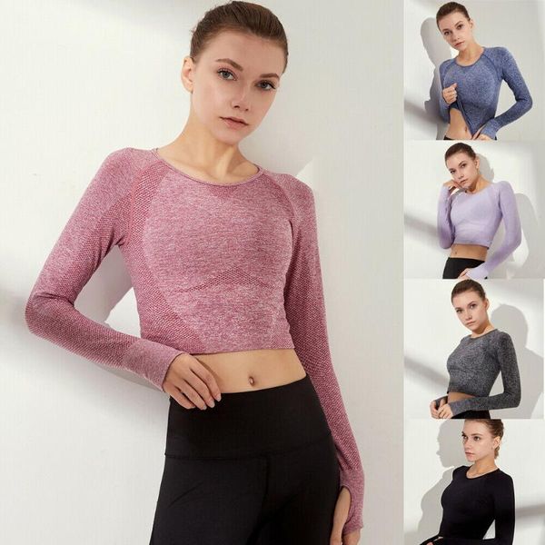 

women seamless sports gym yoga shirts workout fitness slim elastic, White;red