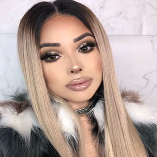 Ombre Ash Blonde Peruvian Full Lace Wig Silky Straight Hair Two