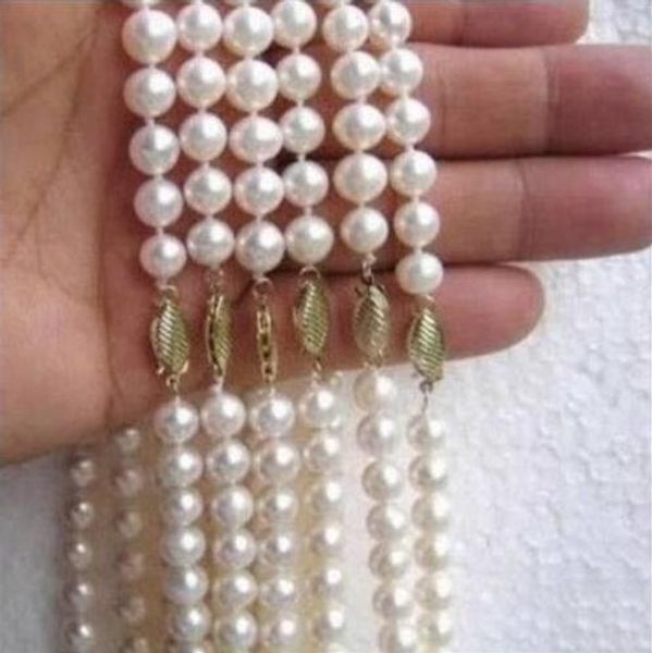 

wholesale noble 6 pieces 7-8mm white akoya pearl necklace 18 ", Silver