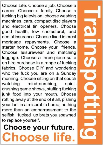 2019 Trainspotting Movie Choose Life Quote Wall Decor Art Silk Print Poster 938 From Lyshop007 1326 Dhgatecom - 