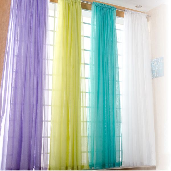 

rainbow colors pure sheer panels door window curtains tulle for bedroom drapes voile curtain for home decor living room kitchen