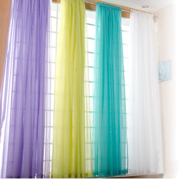 

rainbow colors pure sheer panels door window curtains tulle for bedroom drapes voile curtain for home decor living room kitchen