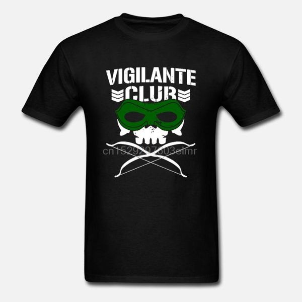 

fashion men's cotton t-shirt new japan prowrestling stephen amell vigilante club logo t-shirt, White;black