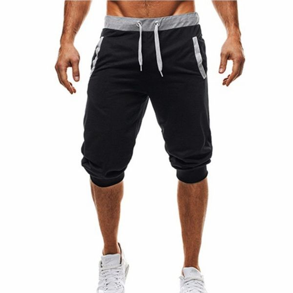 

mens baggy jogger slim cotton harem shorts soft 3/4 trousers fashion new brand men sweatpants summer comfy male shorts 2019 new, White;black