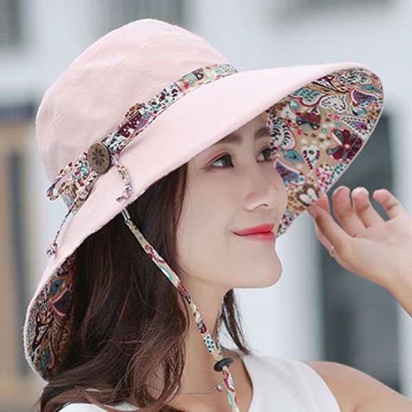 

lady sun cap uv protection fishing lovely summer wide brim cotton sun hat floppy derby beach foldable cap for women casual cap, Blue;gray