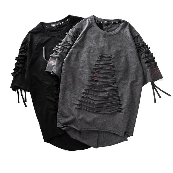 

mens t shirt vintage broken short sleeve tees black grey skull printed tshirt for summer streetwearts01, White;black