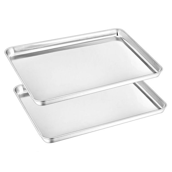 

Baking Sheet Cookie Sheet Set of 2, 430 Stainless Steel Baking Pans Tray 16 x 12 x 1 Inch, Mirror Finish, Easy Clean &Dishwashe
