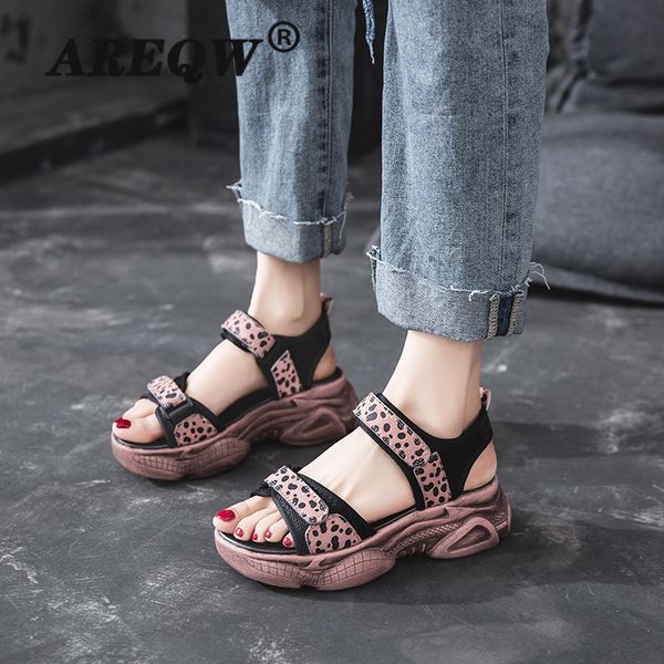 

online celebrity fish mouth sports sandals women's summer slanted heel 2020 new style versatile thick bottomed platform casua, Black