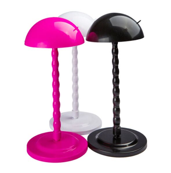 

colorful wig stand multi-purpose use hat wig hair head stand travel friendly plastic wig holder mannequin head/stand, White