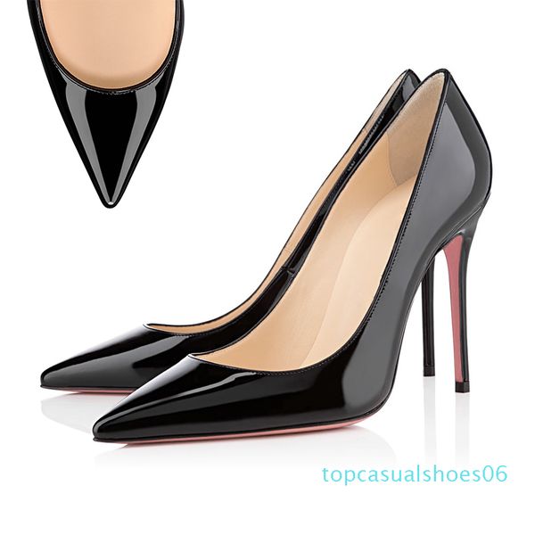 

дизайнерские женские каблуки red bottoms насосы высокие каблуки черный ню носками круглый красный низ платья свадебные туфли 35-42, Black