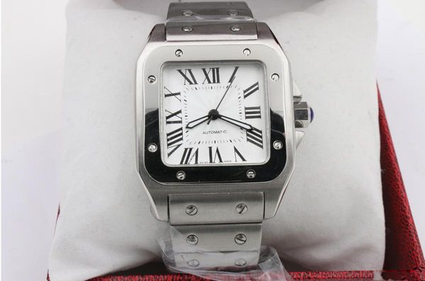 

2019 slae men two tone stainless steel watch automatic mechanical watch silver case men's sports steel clasp men wristwatches, Slivery;brown