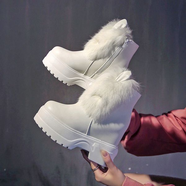 

white black women ankle boots platforms shoes woman high heels inside height increasing leather boots lace up sneakers 34-40