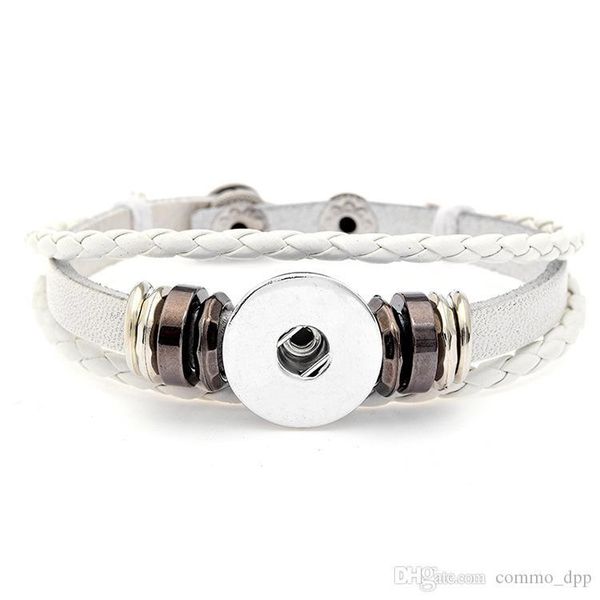 

bulk noosa snap buttons leather bracelet 18mm ginger snaps charm multi-layer braided rope wrap bangle for women & men s fashion jewelry, Golden;silver