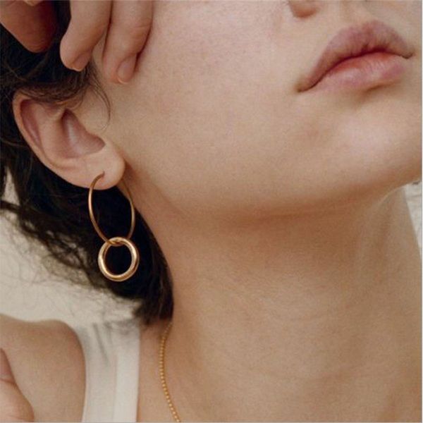 

round statement drop earrings for women 2019 fashion cross earrings gold color geometric hanging earring jewelry gifts, Golden;silver