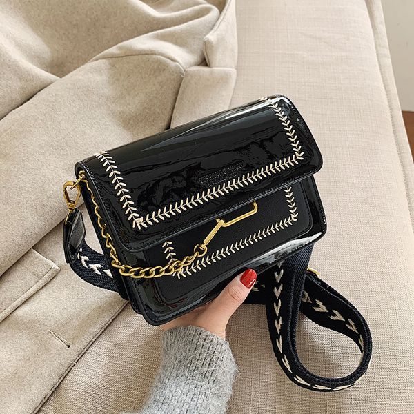 

high grade sense-style patent leather square sling bag women's bag 2020 new korean-style versatile broadband crossbody
