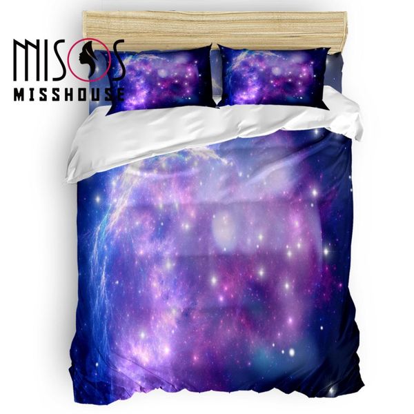 

misshouse purple starry sky duvet cover set bed sheets comforter cover pillowcases 4pcs bedding sets
