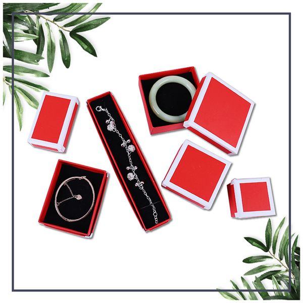 

[ddisplay]creative red&white jewelry gift box glamour ring boxes monthly earring small jewelry display black border necklace package box, Black;white