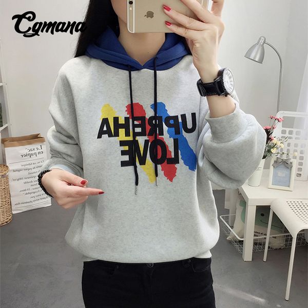 

women's sweatshirt 2018 winter hoodies sweatshirt women fashion long sleeve causal letter printed hooded plus velvet hoodies, Black