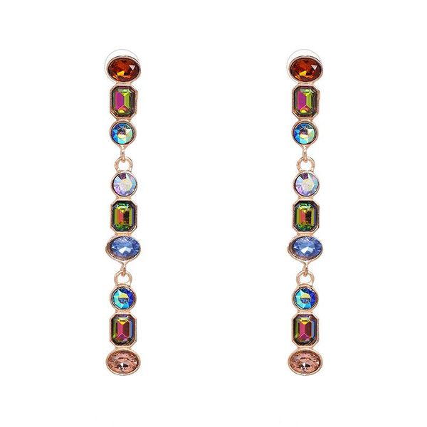 

new europe and the united states long - style set dazzle color auger earrings with personality accessories, Silver