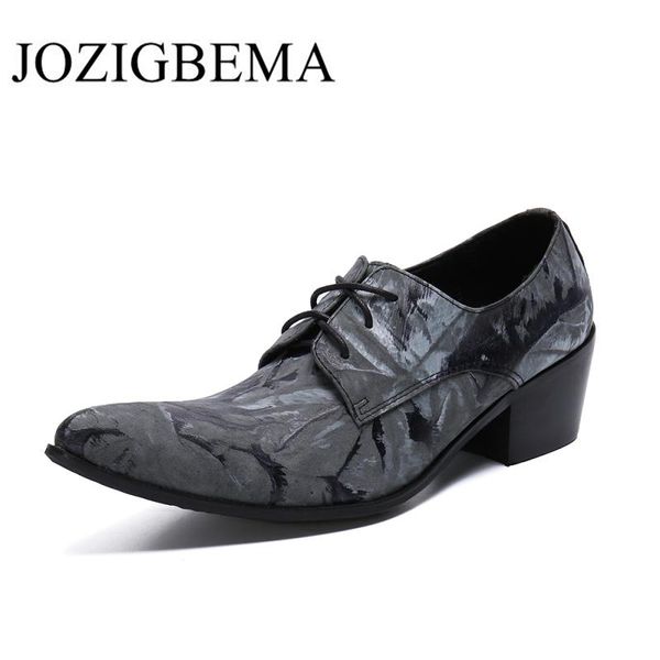 

2019 new genuine leather high heel men shoes lace-up business dress men oxfords shoes male formal, Black