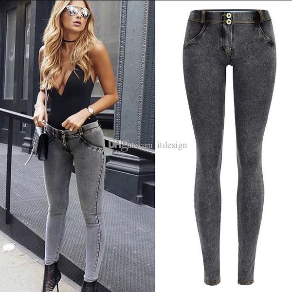 

europe usa popular up hip gray elastic comfortable low waist skinny fit denim jeans, Blue