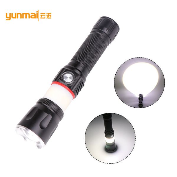 

new pattern cob led aluminium alloy flexible zoom usb charge t6 light flashlight